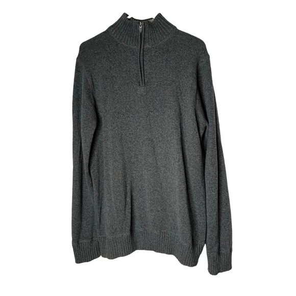 Eddie Bauer Men's Sweater in Gray Cotton with 1/4 Zipper Size Tall Large - Picture 1 of 4